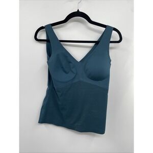 Honeylove Liftwear Shapewear Tank Top Women's Large Blue Wireless Built-In Bra